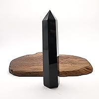 387g Natural Obsidian Crsytal Obelisk/Quartz Crystal Wand Tower Point Healing