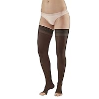 Ames Walker AW Style 48 Sheer Support 20-30 mmHg Firm Compression Open Toe Thigh High Stockings w/Top Band Black XXXLarge