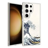 Unov Case Compatible with Galaxy S23 Ultra Case Clear with Design Soft TPU Shock Absorption Slim Embossed Pattern Protective 6.8 inch (Great Wave)