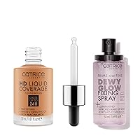 Catrice | HD Foundation 70 & Prime & Fine Dewy Glow Spray Bundle | Full Coverage Makeup | Vegan & Cruelty Free
