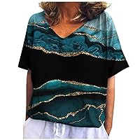 Womens T Shirts, Women's Fashion Casual Printed V-Neck Short Sleeve Top Blouse