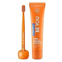 Curaprox CS 5460 Toothbrush, Toothbrush Holder and Be You Toothpaste, Home Kit, Orange