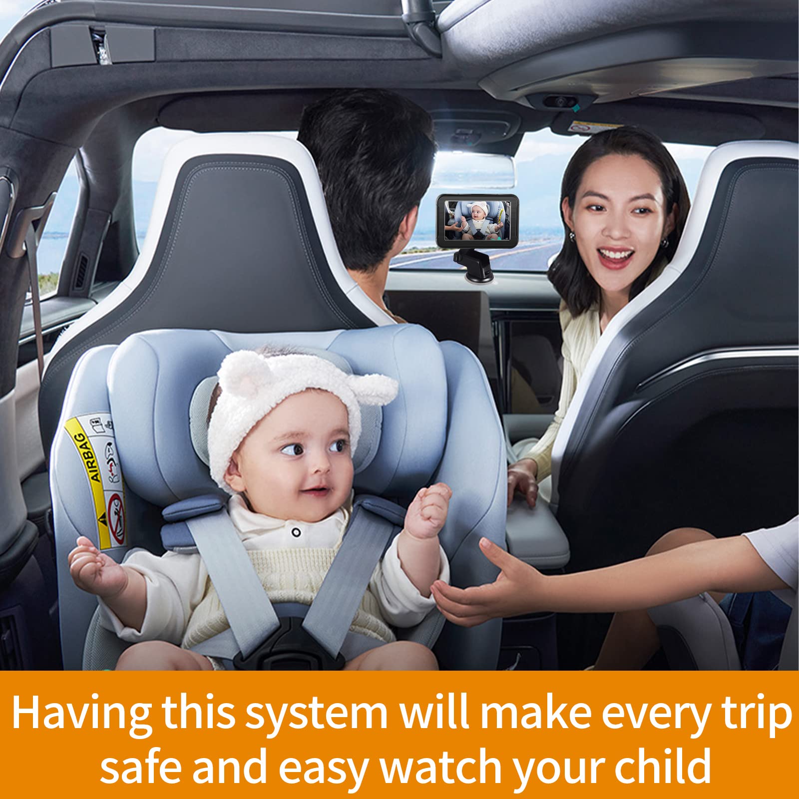 Baby Car Camera HD 5 Inch Monitor Kit Seat Rear Facing View Infant Mirror Safety System Clear Night Vision