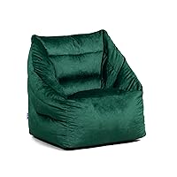 Big Joe Aurora Bean Bag Chair, Deep Emerald Velvet, Soft Polyester, 2.5 feet