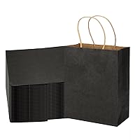 Black 100 Pack 10.5x8.5x4.5 Inch Gift Bags,Paper Bags With Handles,Paper Bags,Birthday Gift Bag,Gift Bags Bulk,Paper Lunch Bags,Party Bags,Gift Bags Medium Size,Wrapping Paper Bags,Goodie Bags