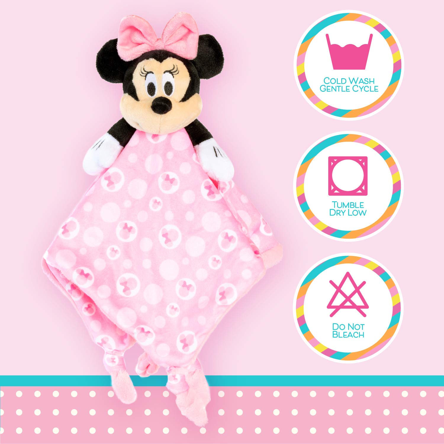 KIDS PREFERRED Disney Baby Minnie Mouse Plush Stuffed Animal Snuggler Lovey Security Blanket - Pink,13.18