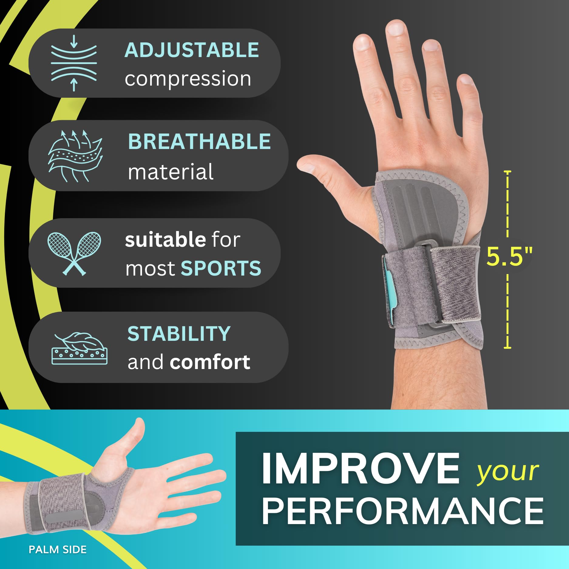 BraceAbility Court Comfort Wrist Brace - Athletic Tennis Wrist Support Wrap Compression Sleeve for Pickleball, Sprained Wrist, Tendonitis, Badminton, Racquet Sports Pain Relief Recovery (M - Right)