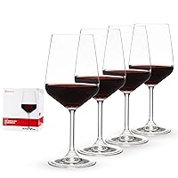 Style Red Wine Glasses, Set of 4, European-Made Lead-Free Crystal, Classic Stemmed, Dishwasher Safe, Professional Quality Red Wine Glass Gift Set, 22.2 oz
