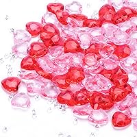 PAGOW 10320PCS Heart Vase Fillers Acrylic Rhinestones 0.47in Red Pink Arts Crafts Diamonds DIY Gems for Floating Valentine's Day Table Scatters Wedding Gift Box Party Decorations