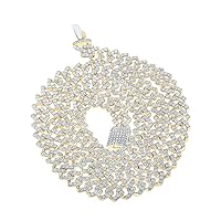The Diamond Deal 10kt Yellow Gold Mens Round Diamond Cuban 22-inch Chain Necklace 15-1/3 Cttw