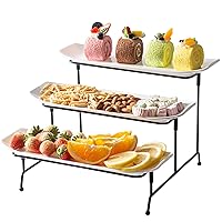 3 Tier Serving Tray, Tiered Serving Tray for Entertraining Sturdy Melamine Stand Serving Platters for Party Food Fruit Dessert Display, or Chic Bathroom Vanity Organizer,13 Inches