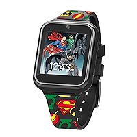 Accutime Kids DC Comics Justice League Black Educational Learning Touchscreen Smart Watch Toy for Boys, Girls, Toddlers - Selfie Cam, Learning Games, Alarm, Calculator, Pedometer (Model: JL4072AZ)