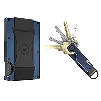 The Ridge Secure Essentials Bundle: Minimalist RFID-Blocking Slim Wallet with Cash Strap & Compact Key Organizer Set (Navy)