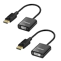 DisplayPort(DP) to VGA/DVI Adapter Bundle, Gold-Plated Adapters (Male to Female) for Dell, Lenovo, HP and Other Brands