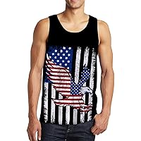 AIDEAONE 4th of July Independence Day USA Flag Sleeveless T-Shirts Gym Fitness Singlet Vest for Men