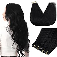 Full Shine Virgin Injection Remy Hair 5Pcs Color 1 Jet Black Tape in Hair Extensions Injected Tape in Extensions 14 Inch Seamless Skin Weft Hair Extensions Human Hair Straight Tape Extensions 10Gram