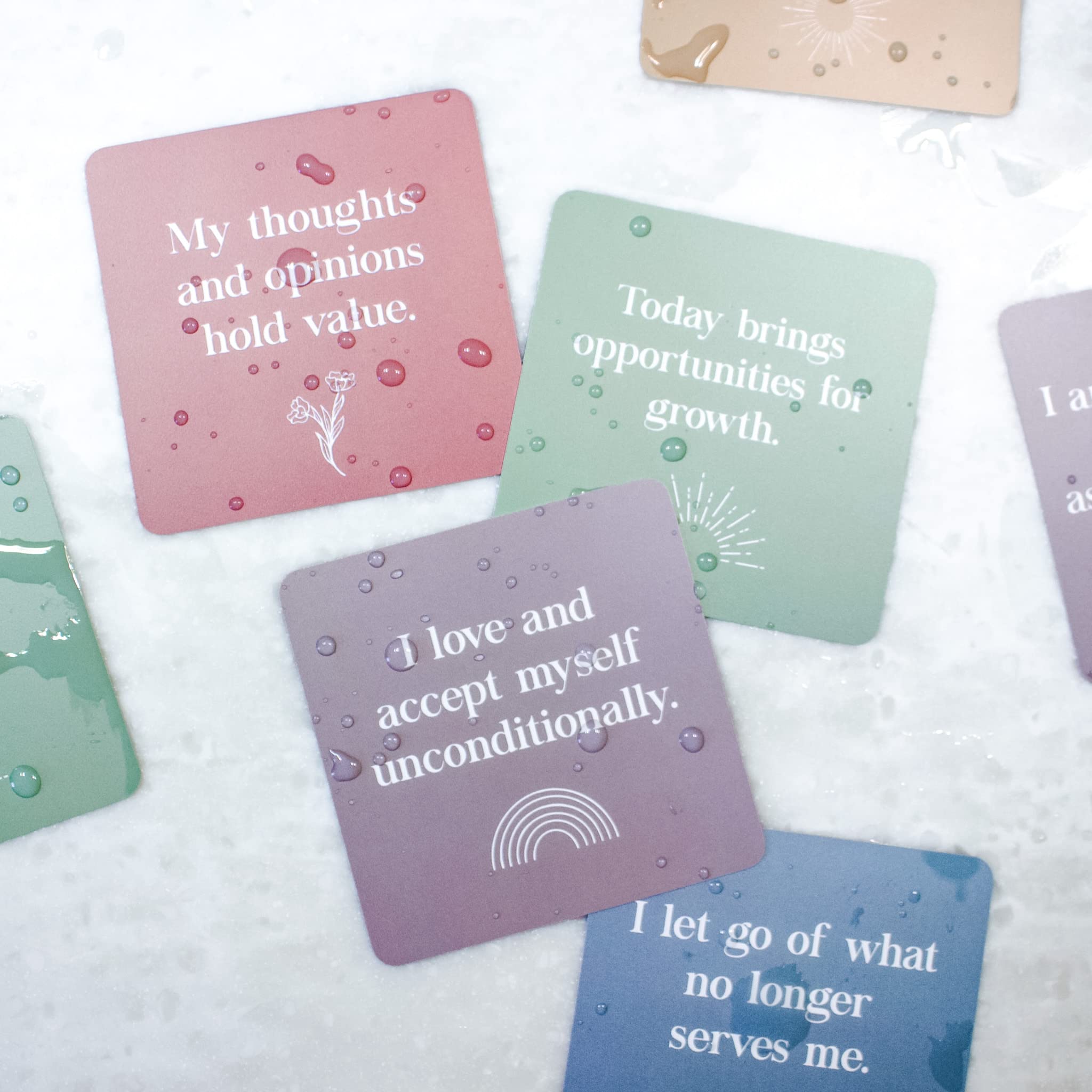 Shower Affirmation Cards Waterproof (Set of 20, 3.5