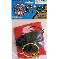Pirate Black Eye Patch Set with NonWoven Scarf & Gold Earring