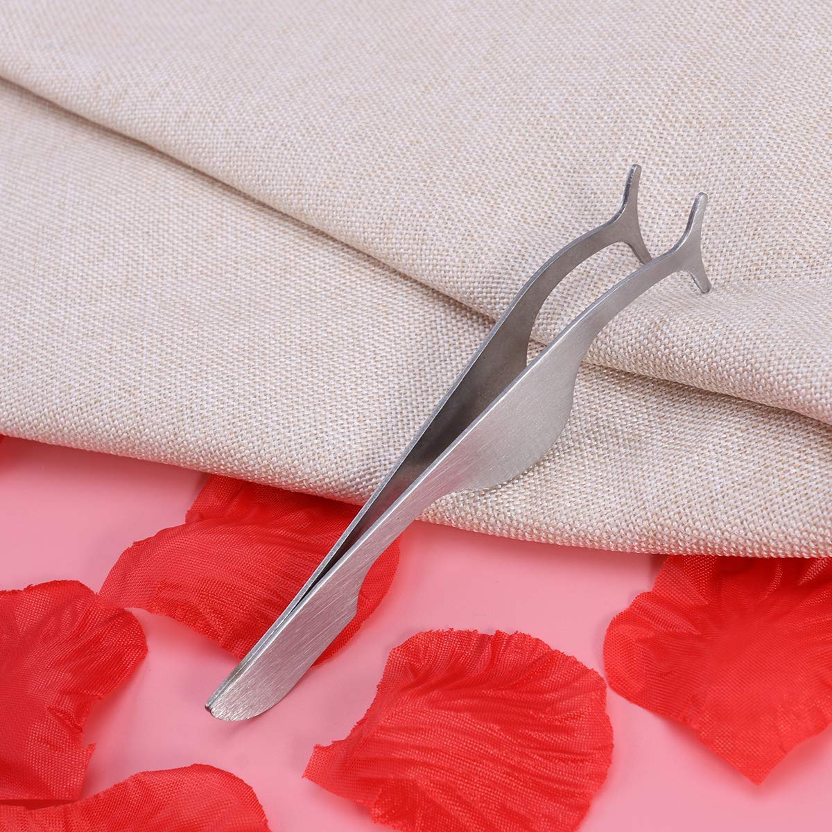 False Eyelashes Extension Applicator Remover Clip Tweezers Nipper (Silver)