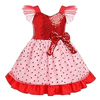 IMEKIS Toddler Kids Girl Valentines Day Heart Dress Shiny Tulle Princess Birthday Cake Smash Photo Shoot Outfit 1-5T