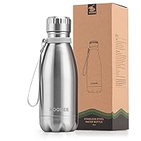koodee Water Bottle-9 oz Stainless Steel Double Wall Vacuum Insulated Water Bottle, Cola Shape Leak Proof Sports Bottle for School (Silver)