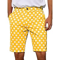 Lars Amadeus Polka Dots Shorts for Men's Flat Front Summer Dress Chino Golf Shorts