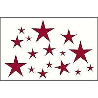 Variety Star Wall Vinyl Sticker Decal 16 pc 2in to 8in Peel-n-Stick by Wall Décor Plus More - Red
