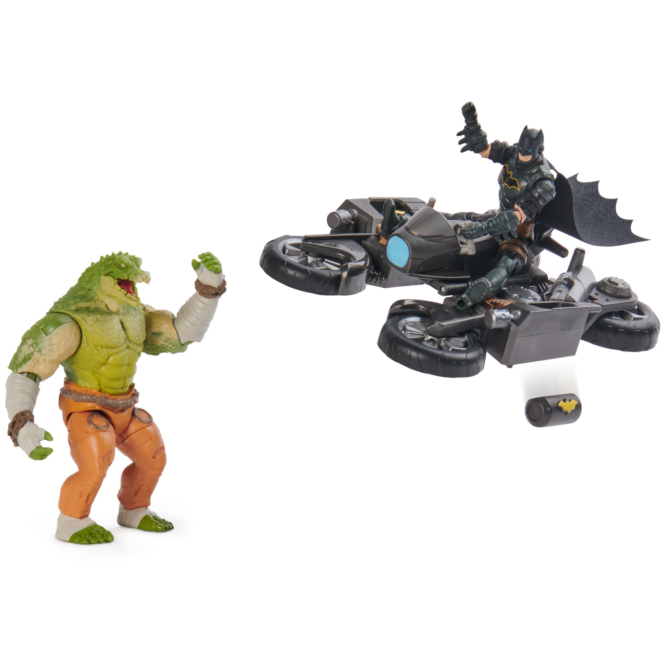 DC Comics, Batman Transforming Batcycle Battle Pack with Exclusive 4-inch Killer Croc and Batman Action Figure, Kids Toys for Boys and Girls Ages 4+