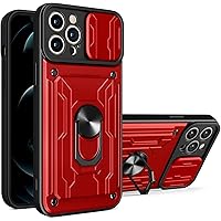 Magnetic Case for iPhone 15 Pro Max/15 Plus/15 Pro/15, Wallet Case with Card Holder, Slide Camera Cover & Kickstand Military Grade Drop Protection Phone Cover (Color : Red, Size : 15 Pro Max