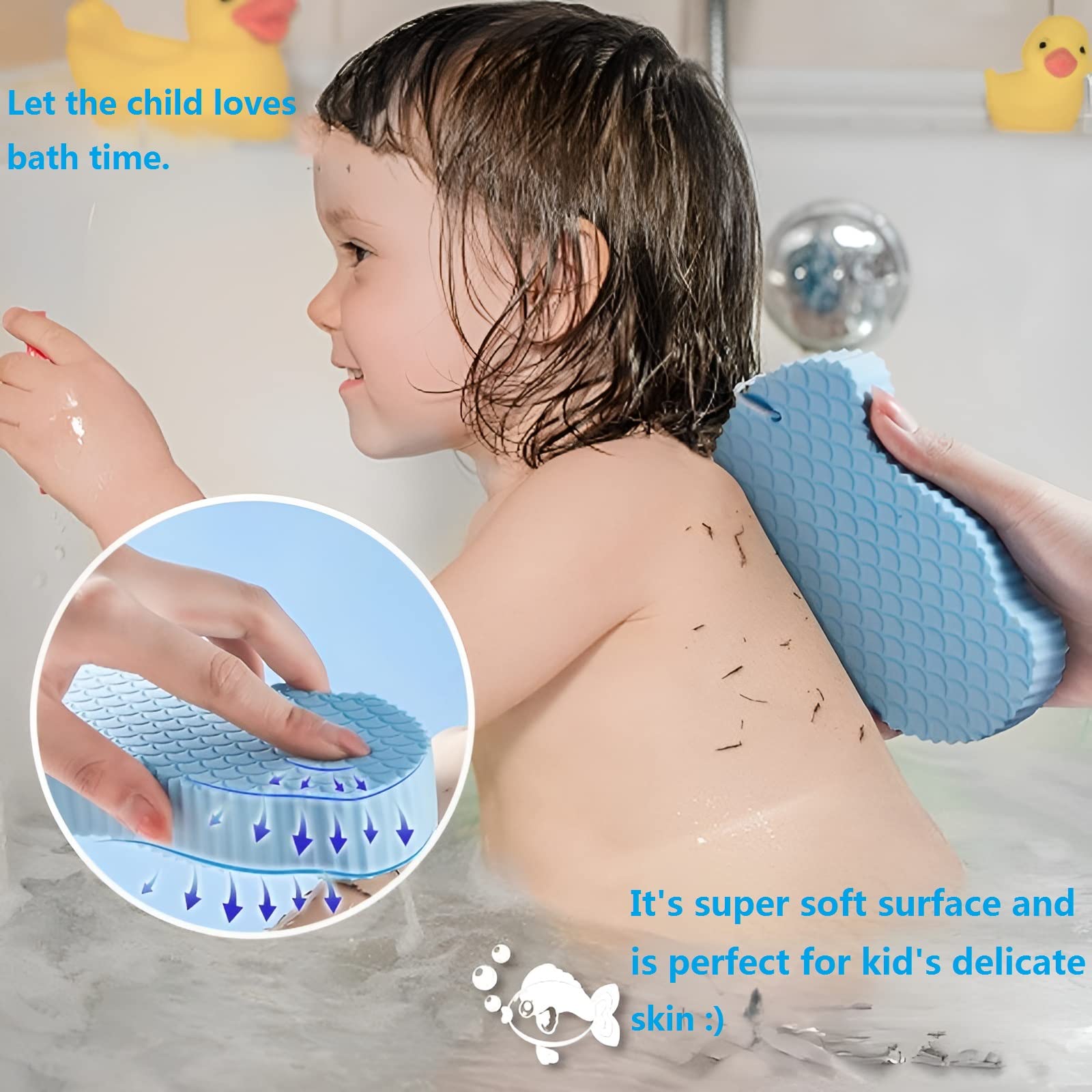 MULPG 2PCS Exfoliating Bath Sponge for Shower,Cleanses Skin of Dirt and Excess Oil, Dead Skin Remover for Body,Body Shower Sponge for Women,Kids,Pregnant,Adults