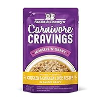 Stella & Chewy’s Carnivore Cravings Morsels & Gravy Chicken & Chicken Liver Recipe Wet Cat Food Pouches – (2.8 Ounce Cans, Case of 12)