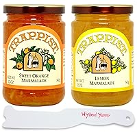Trappist Preserves Citrus Marmalade Bundle with – (1) 12oz Jar of Sweet Orange Marmalade, (1) 12oz Jar of Lemon Marmalade and a Wyked Yummy Plastic Spreader Jar Scraper