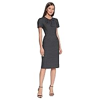 Maggy London Women's Tucked Jewel Neck Sheath Career Office Wear Work Dress