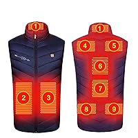 Heated Vest for Men Women - USB Charging Electric Warming Vest with 9 Heat Zones Unisex Heating Jacket Rechargeable