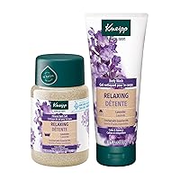 Kneipp Relaxing Mineral Bath Salt with Lavender (17.6 oz) + Relaxing Lavender Body Wash (6.76 fl oz) - Good for Relaxation Any Time of Day