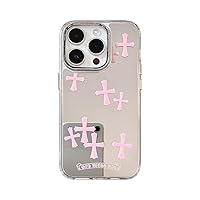 Fits iPhone 15 Pro Max Case Bless Cross Phone Case for iPhone 14 Shockproof Protective Cases Mirror Phone Case (Pink, 15Pro)