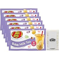 Jelly Belly Boba Milk Tea Jelly Bean Mix, (Pack of 6), 1 oz Bags with By The Cup Sugar-Free Mints