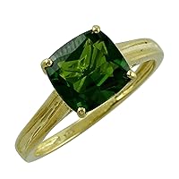 Certified Chrome Diopside Cushion Shape Natural Earth Mined Gemstone 10K Yellow Gold Ring Anniversary Jewelry for Women & Men