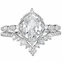 Wedding Rings for Women Engagement Ring Sets AAAAA Cz 925 Sterling Silver 1.7Ct Pear Teardrop Size 4-13
