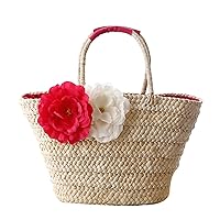 Lady Fashion Flowers Straw Simple Shoulder Woven Bag Beach Bag
