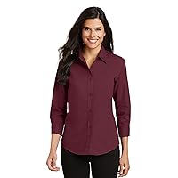 Port Authority Ladies 3/4-Sleeve Easy Care Shirt 4XL Burgundy