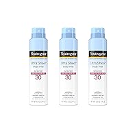 Ultra Sheer Body Mist Sunscreen Spray Broad Spectrum SPF 30, Lightweight, Non-Greasy and Water Resistant, Oil-Free and Non-Comedogenic, Oxybenzone-Free, 5 oz, Pack of 3