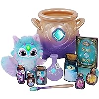 Magical Misting Cauldron with Interactive 8 inch Blue Plush Toy and 50+ Sounds and Reactions, Multicolor