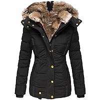 Cotton Coat For Women Fashion Big Fur Collar Long Sleeve Thick Puffer Jacket Outwear Zip Snap Slim Open Front Tops