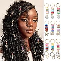 Formery Butterfly Crystals Loc Jewelry Gold Rhinestones Braid Hair Ring Jewels Heart African Dreadlock Accessories Charms for Black Women (9PCS)