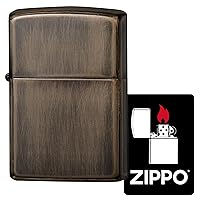 Windproof Brass Lighter Double-Sided Distressed Painting with Special Stickers, Brown 2UD-BW