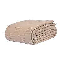 Linteum Textile Hospital Thermal SNAGLESS Spread Blanket, 100% Cotton (74x100 in, Taupe)