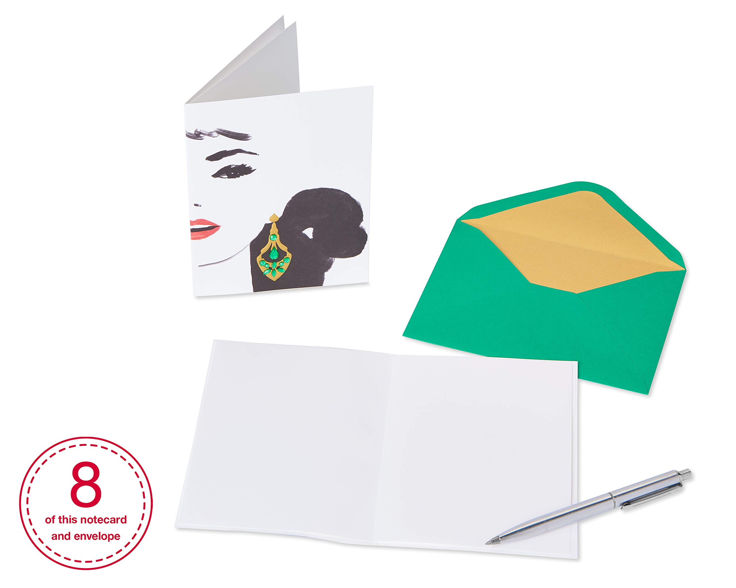 Papyrus Blank Cards with Envelopes, Gem Earring (8-Count)