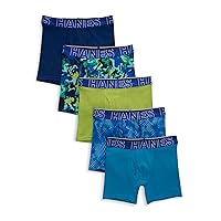 Hanes Boys Cotton-Stretch Boxer Briefs 5-Pack, XL, Assorted