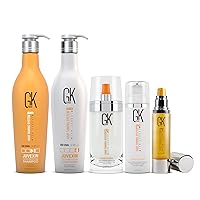 GK HAIR Global Keratin Shield Shampoo & Conditioner Set, Smoothing Serum, Leave-In Detangler Spray, and Leave-In Conditioner Cream